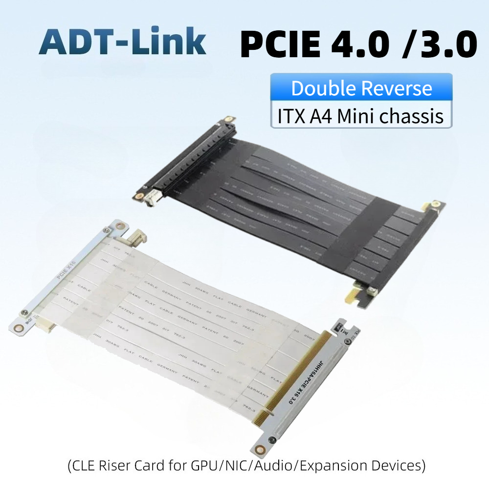 Pcie Riser Cable - Black & White Double Reverse Graphics