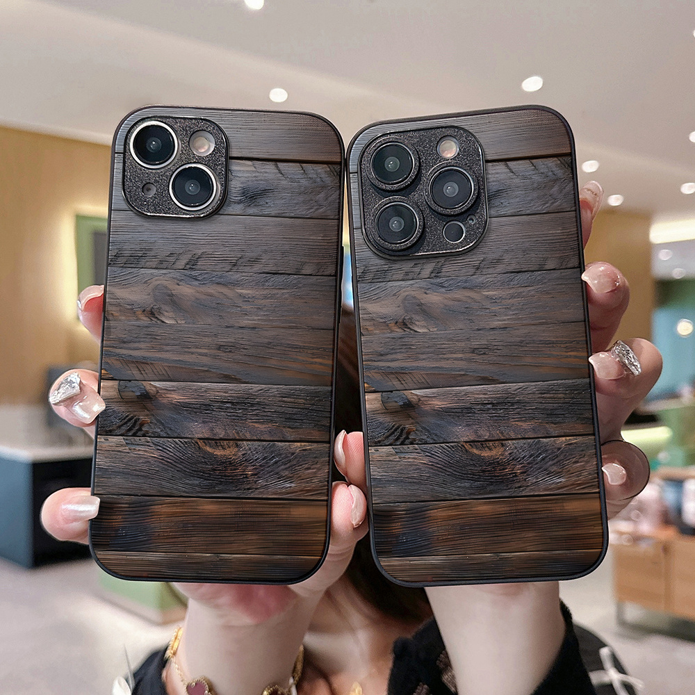 Pc Case Tempered Glass - Brown-black wood-grain pattern, tempered glass Phone