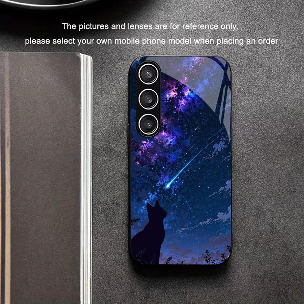 Night cat tempered glass phone - Pc Case Tempered Glass ulasan dan harga