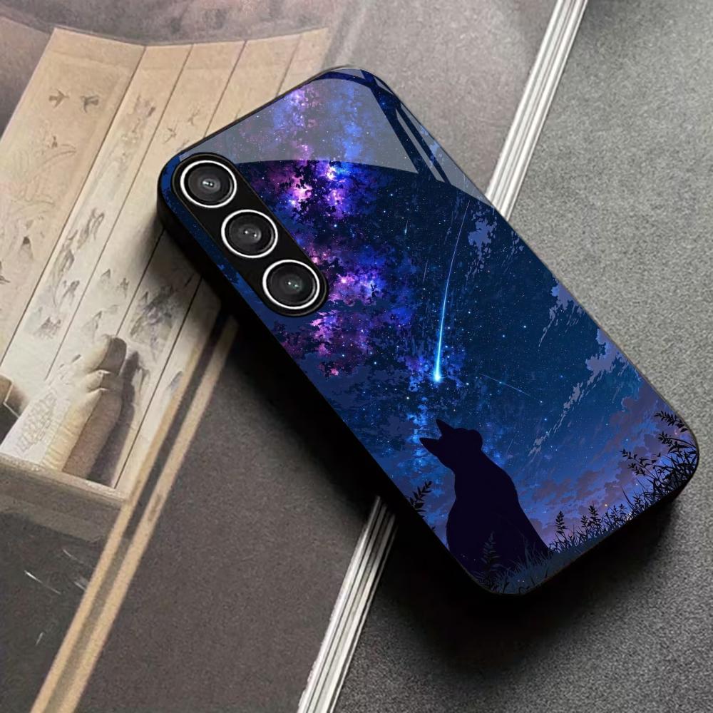 Night cat tempered glass phone - Pc Case Tempered Glass ulasan dan harga