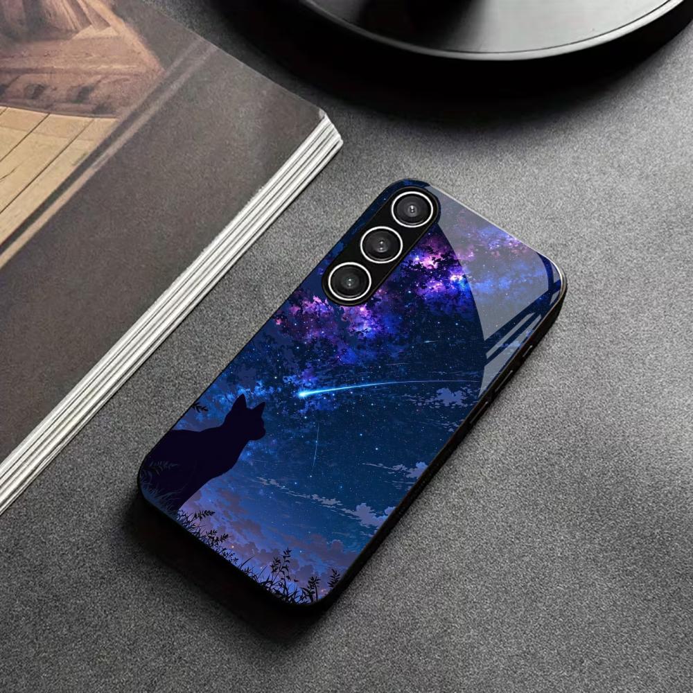 Night cat tempered glass phone - Pc Case Tempered Glass ulasan dan harga