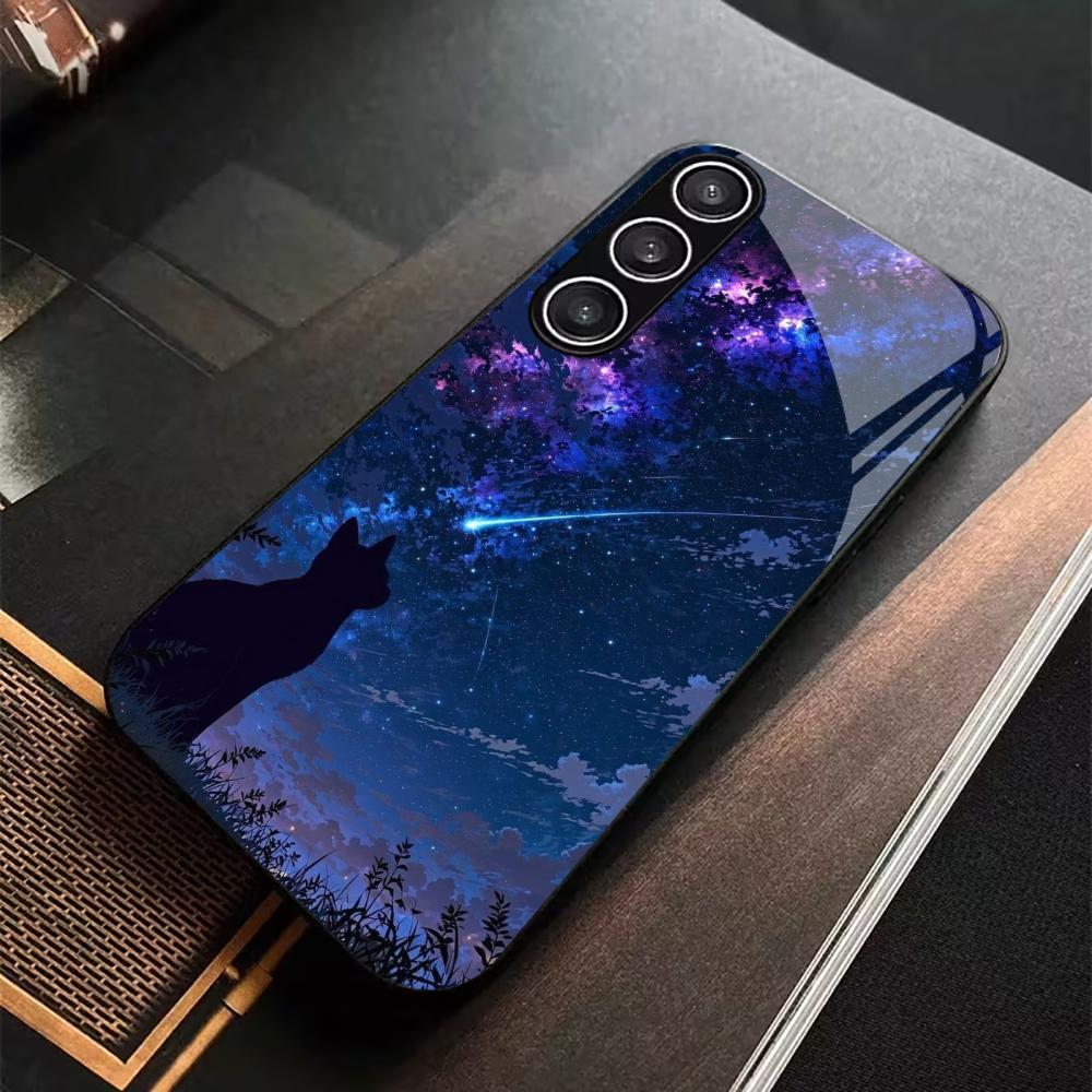 Night cat tempered glass phone - Pc Case Tempered Glass ulasan dan harga