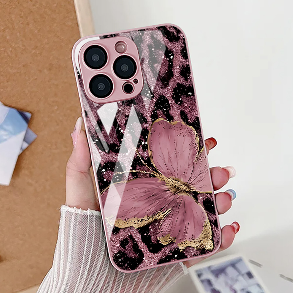 Butterfly Leopard Print Phone  - Pc Case Tempered Glass ulasan dan harga