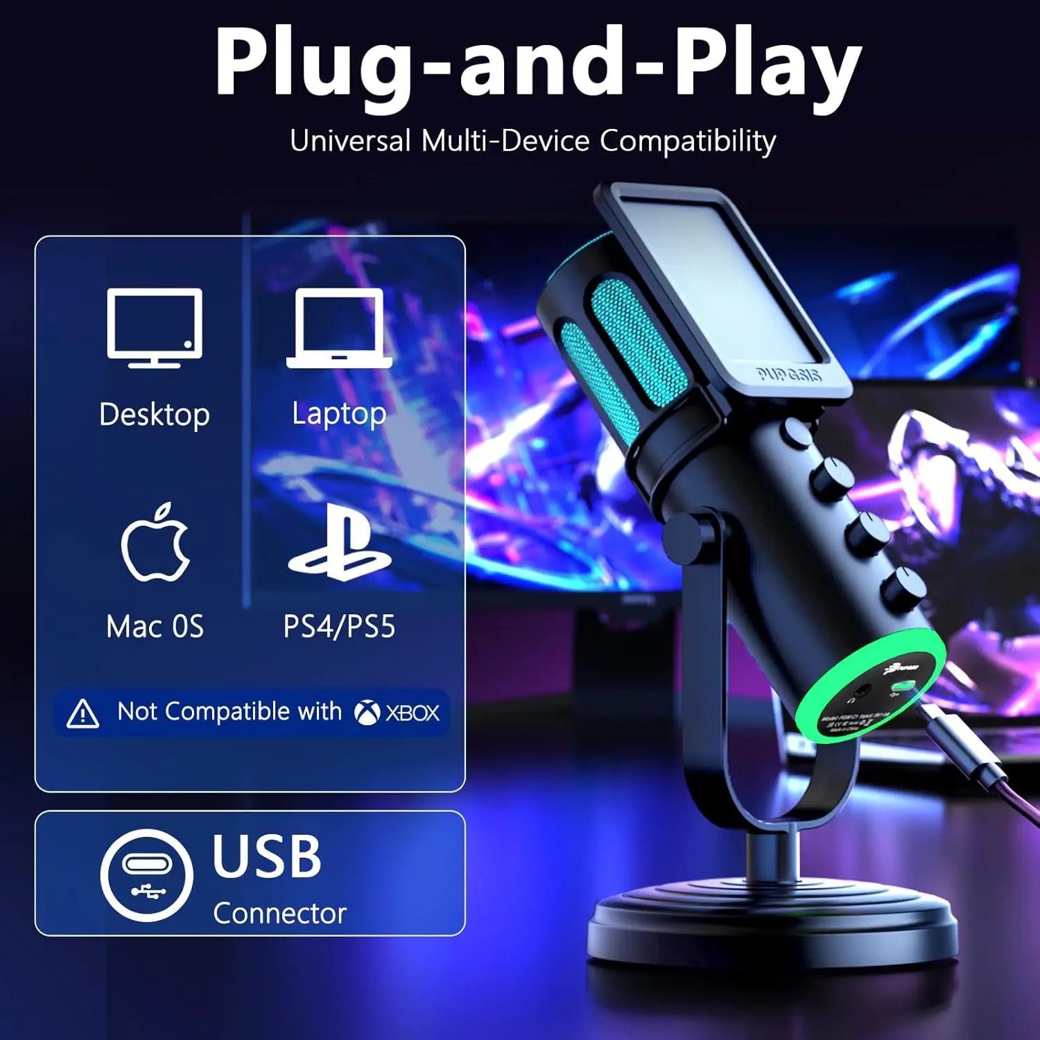 PUPGSIS USB PC Microphone, Gam - Pc Gaming Discord ulasan dan harga