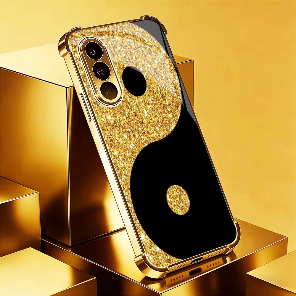 Luxurious black gold pattern T - Pc Case Tempered Glass ulasan dan harga