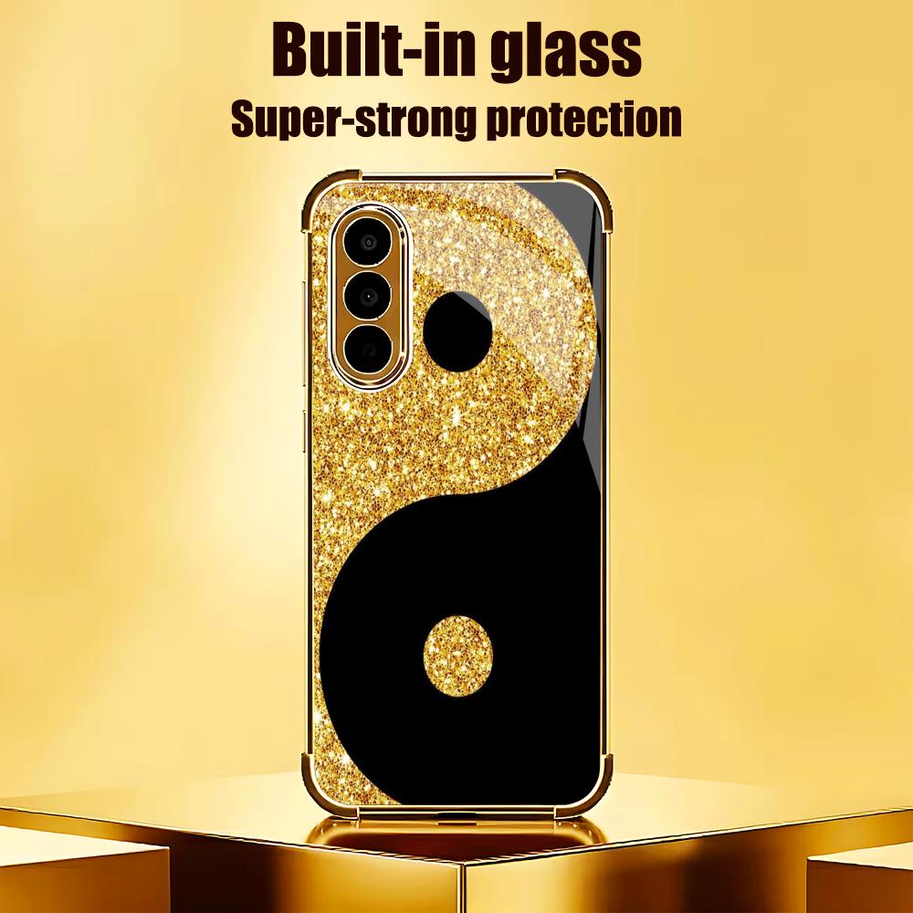 Luxurious black gold pattern T - Pc Case Tempered Glass ulasan dan harga