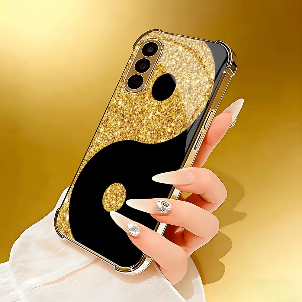 Luxurious black gold pattern T - Pc Case Tempered Glass ulasan dan harga